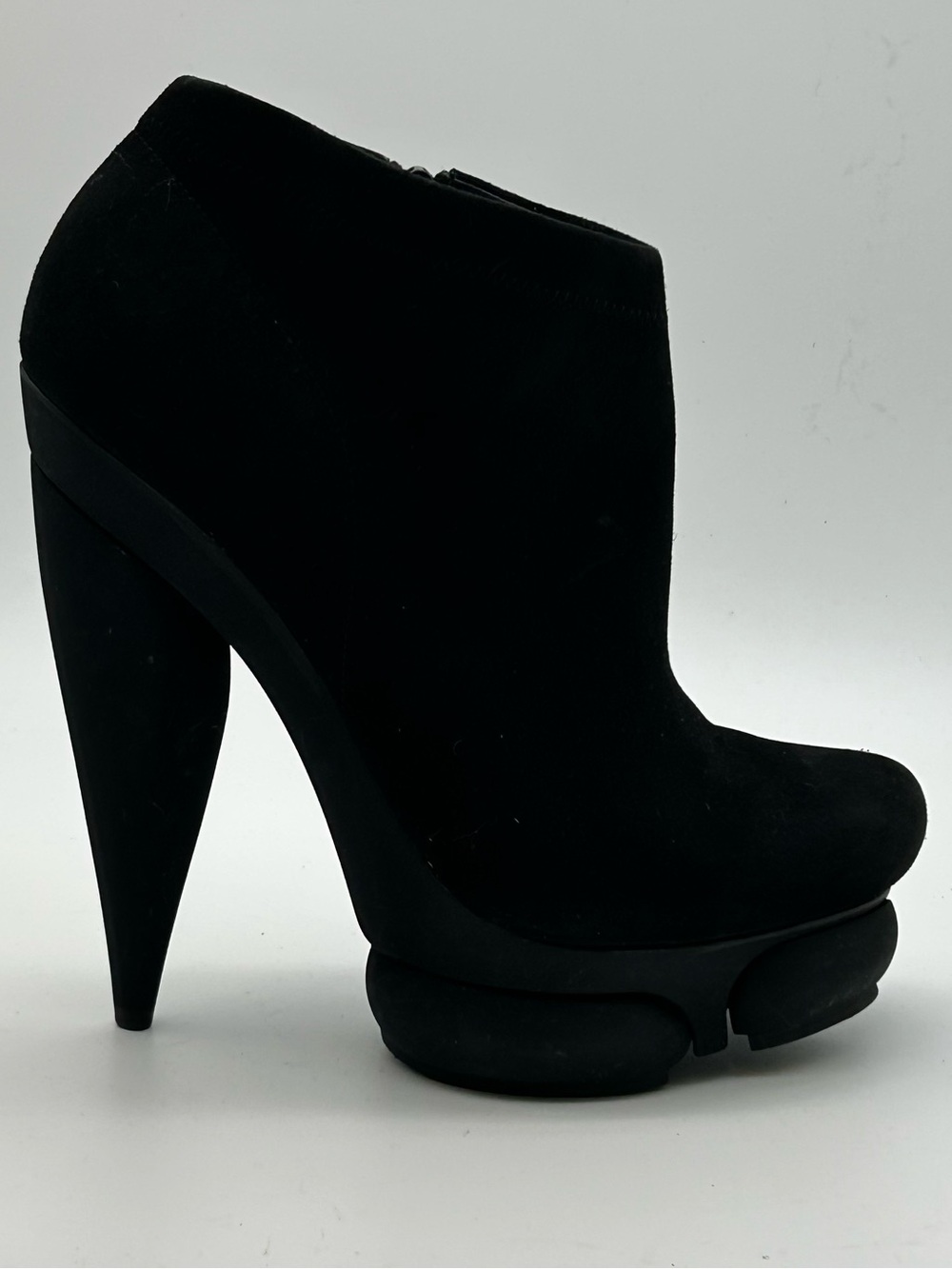 Balenciaga Black Suede Platform Ankle Bootie